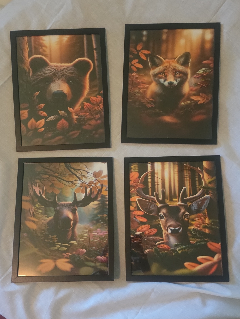 Woodland Forest Animal Wall Art Set Framed Prints